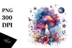 Colorful Magical Celestial Mushroom | Watercolor Clipart Product Image 3