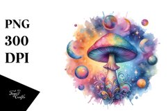 Colorful Magical Celestial Mushroom | Watercolor Clipart Product Image 1