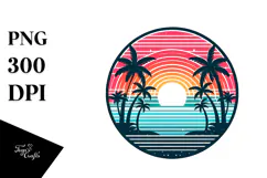 Retro Tropical Island Sunset CliparPNG Product Image 1