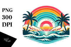 Retro Tropical Island Sunset CliparPNG Product Image 1