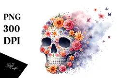Cute Skull Made of Flowers PNG Product Image 1