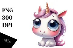 Expressive Baby Face Unicorn, Transparent PNG Product Image 1
