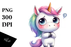 Expressive Baby Face Unicorn, Transparent PNG Product Image 1