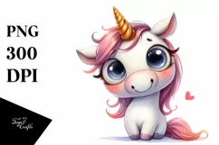 Expressive Baby Face Unicorn, Transparent PNG Product Image 1