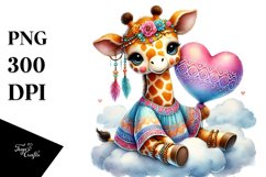 Colorful Giraffe with Heart PNG Product Image 1