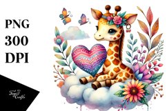 Colorful Giraffe with Heart PNG Product Image 1