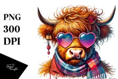 Colorful Highland Calf Sunglasses Heart PNG Product Image 1