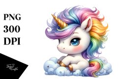Cute Baby Unicorn with Cool Haircut | Watercolor Clipart Product Image 3
