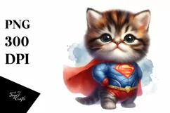Baby Cat Posing as Hero | Sublimation Clipart Product Image 1