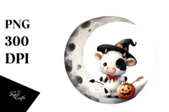Simple Baby Cow on a Moon PNG Product Image 1
