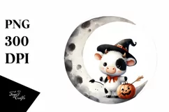 Simple Baby Cow on a Moon PNG Product Image 3
