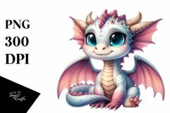 Cute Smiling Baby Dragon Watercolor Product Image 1