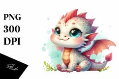Cute Smiling Baby Dragon Watercolor Product Image 3