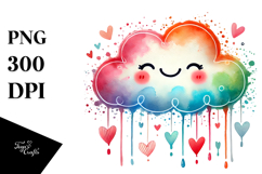 Smiling Cloud with Hearts PNG Product Image 1
