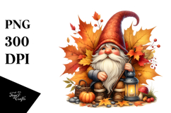 Detailed Watercolor Autumn Gnome Product Image 1