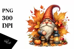 Detailed Watercolor Autumn Gnome Product Image 3