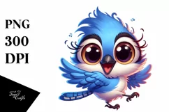 Colorful Baby Blue Jay Cartoon | Sublimation Clipart Product Image 1