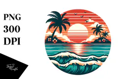 Retro Tropical Island Sunset, 20 oz Tumbler Product Image 1