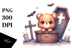 A Cute Halloween Image with Baby Bear, White Background Product Image 1
