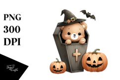 A Cute Halloween Image with Baby Bear, White Background Product Image 1