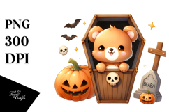 A Cute Halloween Image with Baby Bear, White Background Product Image 1