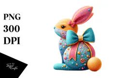 colorful Vintage Bunny Sitting PNG Product Image 1