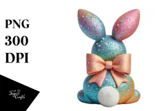 colorful Vintage Bunny Sitting PNG Product Image 1