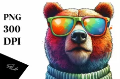 Quirky Bear Portrait with Sunglasses, Transparent PNG Product Image 1