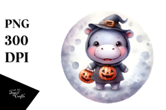 Cute Hippo Standing on Moon PNG Product Image 1