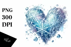 Icy Heart Watercolor PNG Product Image 1