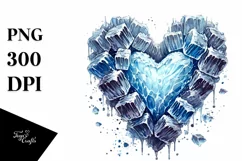 Icy Heart Watercolor PNG Product Image 1