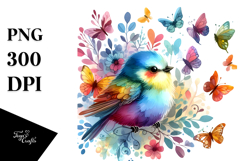 Cute Bird with Butterfly Silhouettes PNG Product Image 1
