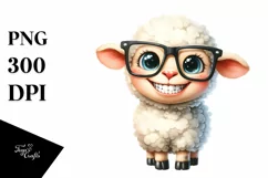 Watercolor Funny Baby Sheep Standing | Clipart Product Image 3