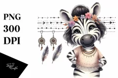 Funny Cute Zebra in Boho Look Sticker Clipart Product Image 3