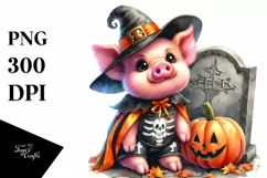Vibrant Baby Pig Halloween Costume | Clipart Product Image 1