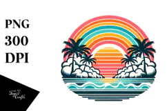 Retro Tropical Rainbow Sunset, 20 oz Tumbler Product Image 1
