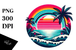 Retro Tropical Rainbow Sunset, 20 oz Tumbler Product Image 1