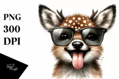 Funny Cute Deer Watercolor Clipart Product Image 1