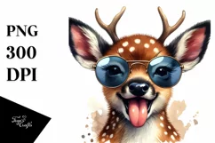 Funny Cute Deer Watercolor Clipart Product Image 1