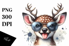 Funny Cute Deer Watercolor Clipart Product Image 3