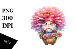 Cute Gnome with Zinnia PNG Product Image 1