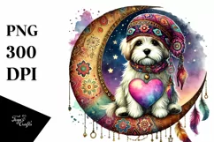 Colorful Dog with Heart PNG Product Image 1