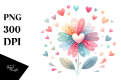 Colorful Boho Flower with Heart Petals PNG Product Image 1