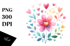 Colorful Boho Flower with Heart Petals PNG Product Image 1