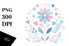 Colorful Boho Flower with Heart Petals PNG Product Image 1