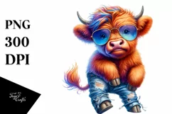 Highlandcow Dancing with Cool Haircut PNG Product Image 3