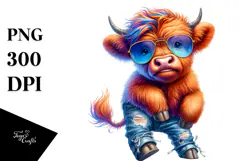Highlandcow Dancing with Cool Haircut PNG Product Image 1