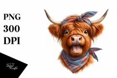 Cow Highland Cow Portrait with Bandana Product Image 1