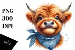Cow Highland Cow Portrait with Bandana Product Image 1