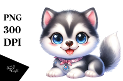 Happy Siberian Husky in Watercolor PNG Product Image 1